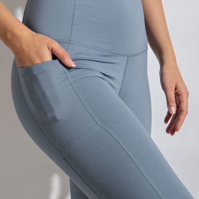 Compression Fit Leggings with Pocket in Chambray Blue | Plus Size