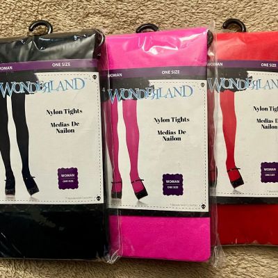 Wonderland - Nylon Tights - Women / Juniors - Red - Black - Pink - Wicked Cute