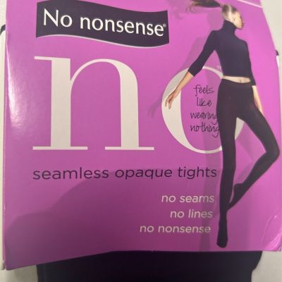 New No Nonsense Tights Womens Seamless Opaque 1 Pair Size Small Black