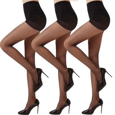 3 Pairs Black Sheer Tights for Women - 20D Resist Tears Control Top Pantyhose...