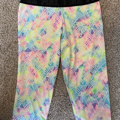 Victoria's Secret Pink Pastel Neon Geometric Ultimate Leggings Colorful Runner