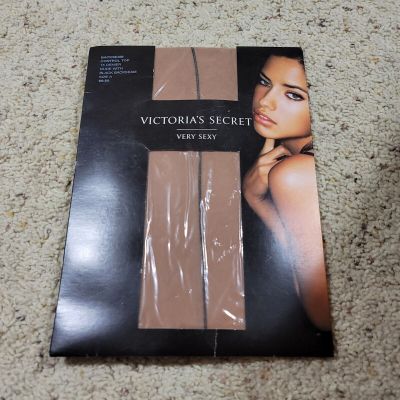 Victorias Secret Backseam Control Top 15 Denier Nude With Black MSRP $9.50