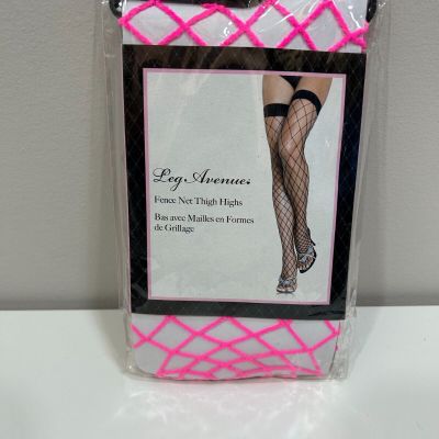 Leg Avenue Fence Net Thigh High Fishnet Stockings Women's Reg Hot Pink 9014