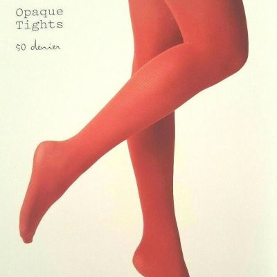 A New Day Opaque Tights 50 Denier RED SCARLET MYSTERY  S/M 1 Pair   NEW