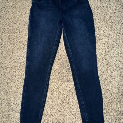 Spanx Jean-ish Ankle Leggings Size Medium Blue Dark Wash Jeans Style