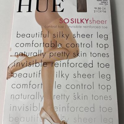 Hue So Silky Sheer Control Top Tights Womens Size 1 Natural Tan 10762