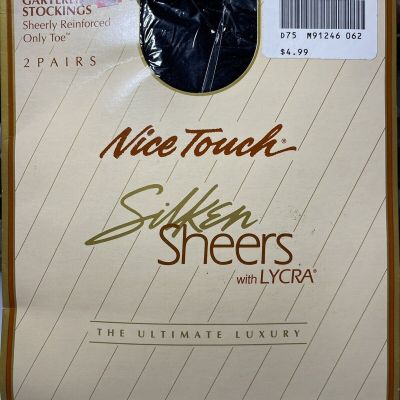 New Nice Touch Silken Sheers 20 denier Pantyhose sz Short/ Medium Black 2pairs