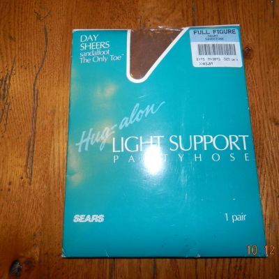 Sears Hug-Alon Stockings Day Sheers Reinforced Toe Sandstone Full figure