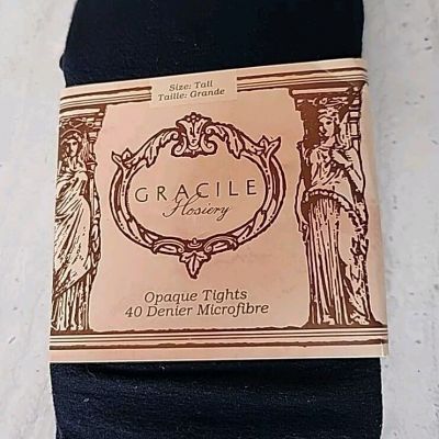 Gracile Hosiery Size Tall Microfibre 40 denier Opaque Tights navy New Vintage