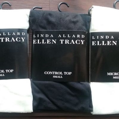 3 Linda Allard, Ellen Tracy, Tights Microfiber Control Top Microfiber New S & M