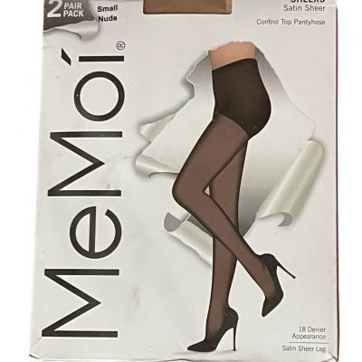 MeMoi Shaper Sheers Top Pantyhose Nude Size S - 2 Pair - New