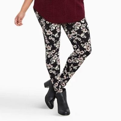 Torrid Skull and Roses Leggings SZ 2 2X Black/Cream All Over Print