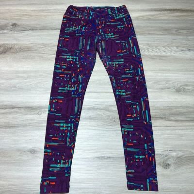 Lularoe Legging Pants Women's One Size Purple Multicolor Stretch Light Weight