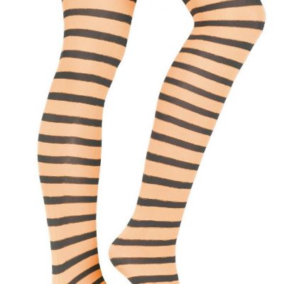 Sexy Legs Striped Halloween Costume Stockings, Orange-Black, One Size #7070