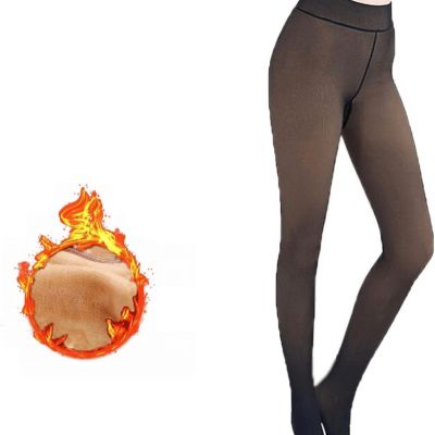 NEW Fleece Lined Tights Translucent Pantyhose Warm Fake ONE SIZE