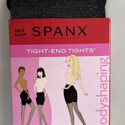 New SPANX Body Shaping Tights Size A Black/Silver Metallic Luxe Tight-End