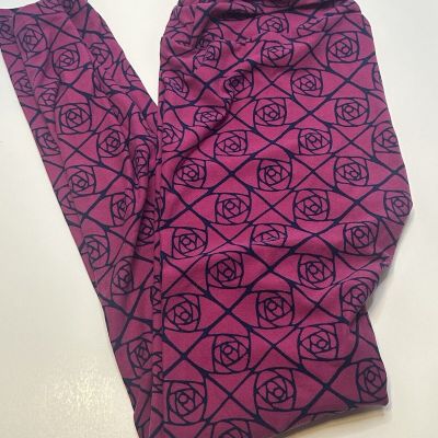 LuLaRoe leggings OS one size (sz 2-10) Fuchsia Geometric Rose