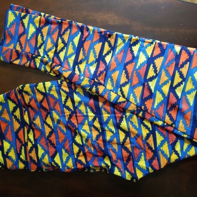 LuLaRoe Leggings OS, Yellow/Red/Orange Southwestern Abstract Geometric, NWT