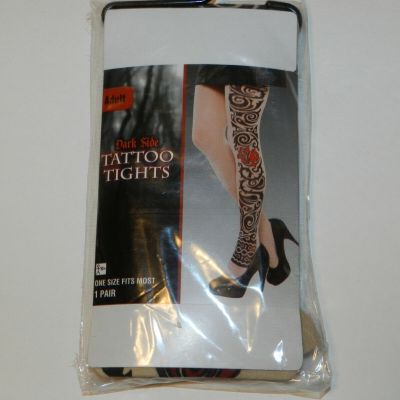 Dark Side Adult Opaque Gothic Halloween Costume Tattoo Tights One Size NIP