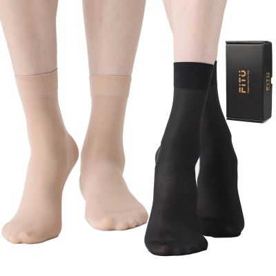 Women's 12 Pairs Nylon Ankle High Tights Hosiery Socks 6 Black 6 Beige