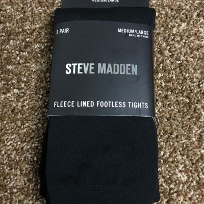 New Women’s Steve Madden Black Footless Fleece Lined Tights Medium/Large