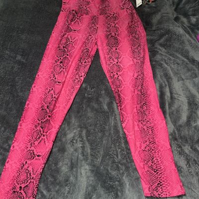 Hot Kiss Performance Leggings Hot Pink Snake Print Size 3X NWT