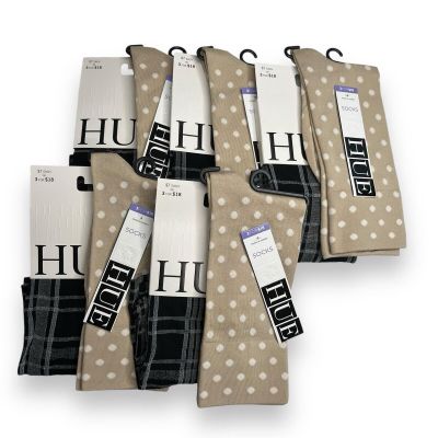 HUE Black Plaid Knee Hi Chino Ultra smooth Polka Dot Variety One Size 10 Pairs