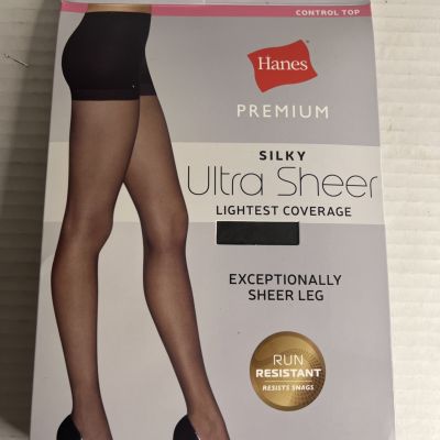 Hanes Premium Pantyhose 2 PR Women XL Black 10 Denier Light Coverage 170-210 lbs