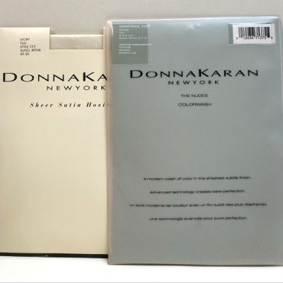 Donna Karan Hosiery Pantyhose Size TALL Sage and Ivory Lot 2