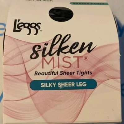 L'eggs Silken Mist Silky Sheer Leg Tights Shaper Panty Jet Black Q+ New