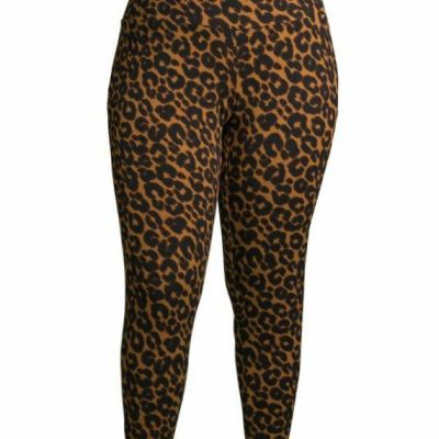 Womens Leopard Animal Print Leggings Size 4X (28W-30W) High Rise Fitted Stretchy