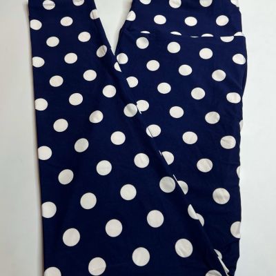 NEW Lularoe TC Leggings BLUE WHITE Nautical Polka Dot SNOWBALL Traditional Snow