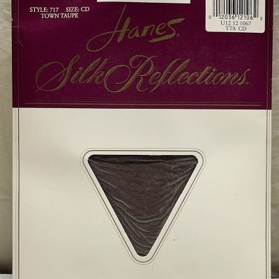 Hanes Silk Reflections Silky Sheer Control Top Pantyhose CD Taupe Sandalfoot