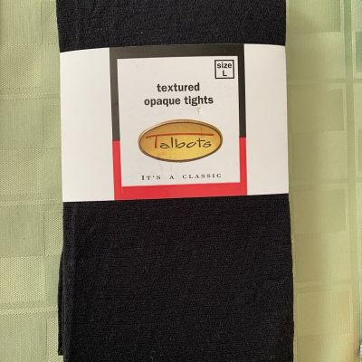 Vintage Talbots Black Textured Opaque Tights Size L NEW in Package