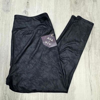 Ava & Viv Black Liquid Leggings Women Size 1X