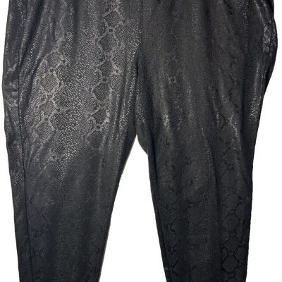 JENNIFER LOPEZ Size 20W Black Snakes Skin Printlook leggings, Cotton/Polyester