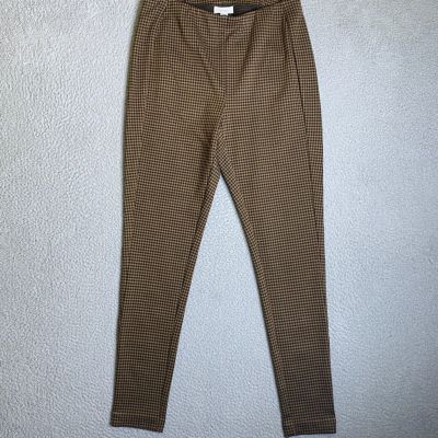 J.Jill Pants Womens Medium Ponte Brown Black Check Pull On Slim Stretch Casual