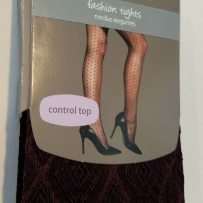 Womens Secret Treasures Burgundy Design Fashion Tights Control Top  Size 1