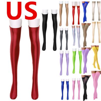 US~Women's StockingsShiny Oil Pantyhose Tights Stay Up Silk Lingerie for Dating