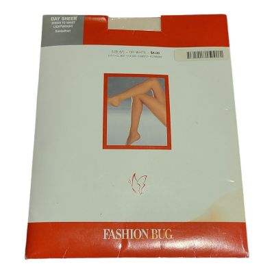 Fashion Bug Nylon Pantyhose Day Sheer Lightweight Sandalfoot Off White Size B/C