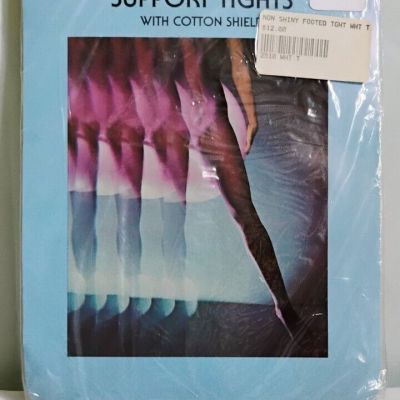 Support Tights with Cotton Shield Non Shinny White Footed Tall