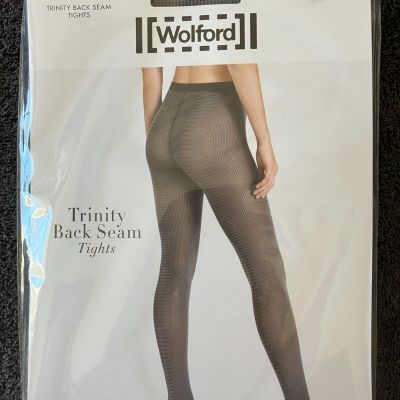 Wonderful Wolford TRINITY BACK SEAM Tights Light Gray / Black Small S