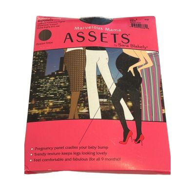 Assets by Sara Blakely Maternity Textured Mama Stripe Tights Womens Size 2 Black