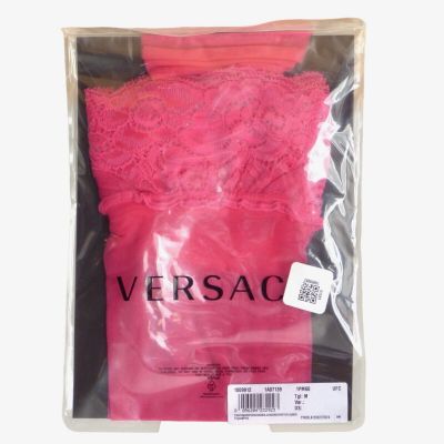 VERSACE- 2023 Pink Lace Top Stockings, Size Medium