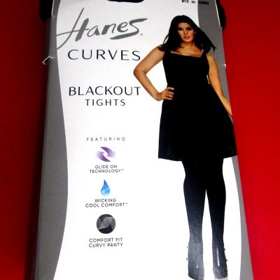 NEW~Women's~Hanes Curves~Comfort Fit~Glide On~Blackout Tights~Size 3X/4X~Black