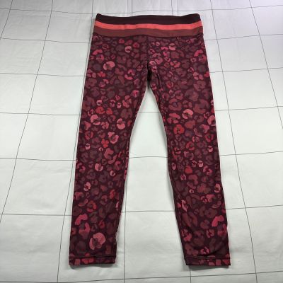 Athleta Leggings Womens Large Pink Red Elation 7/8 Animal Leopard Print Yoga Gym