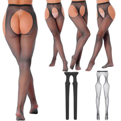 US Woman's Hollow Out Stockings Fishnet Crotchless Pantyhose Footed Hold Up