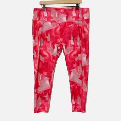 Zella yoga + studio pink patterned  7/8 leggings with pockets size 1x