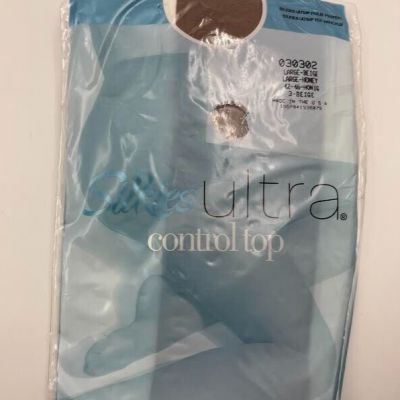 Silkies Ultra Control Top with Ultra Sheer Legs Large Beige 030302