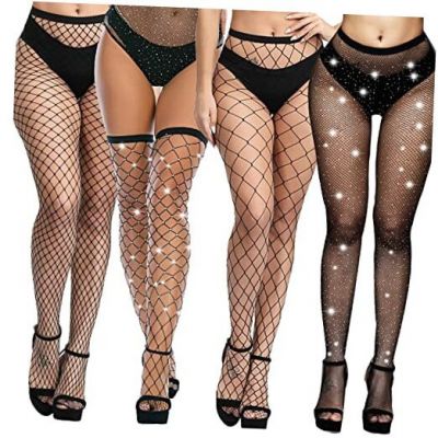 Sexy Fishnet Thigh High Stockings For Women Girls Valentine`s Gifts Plus Black